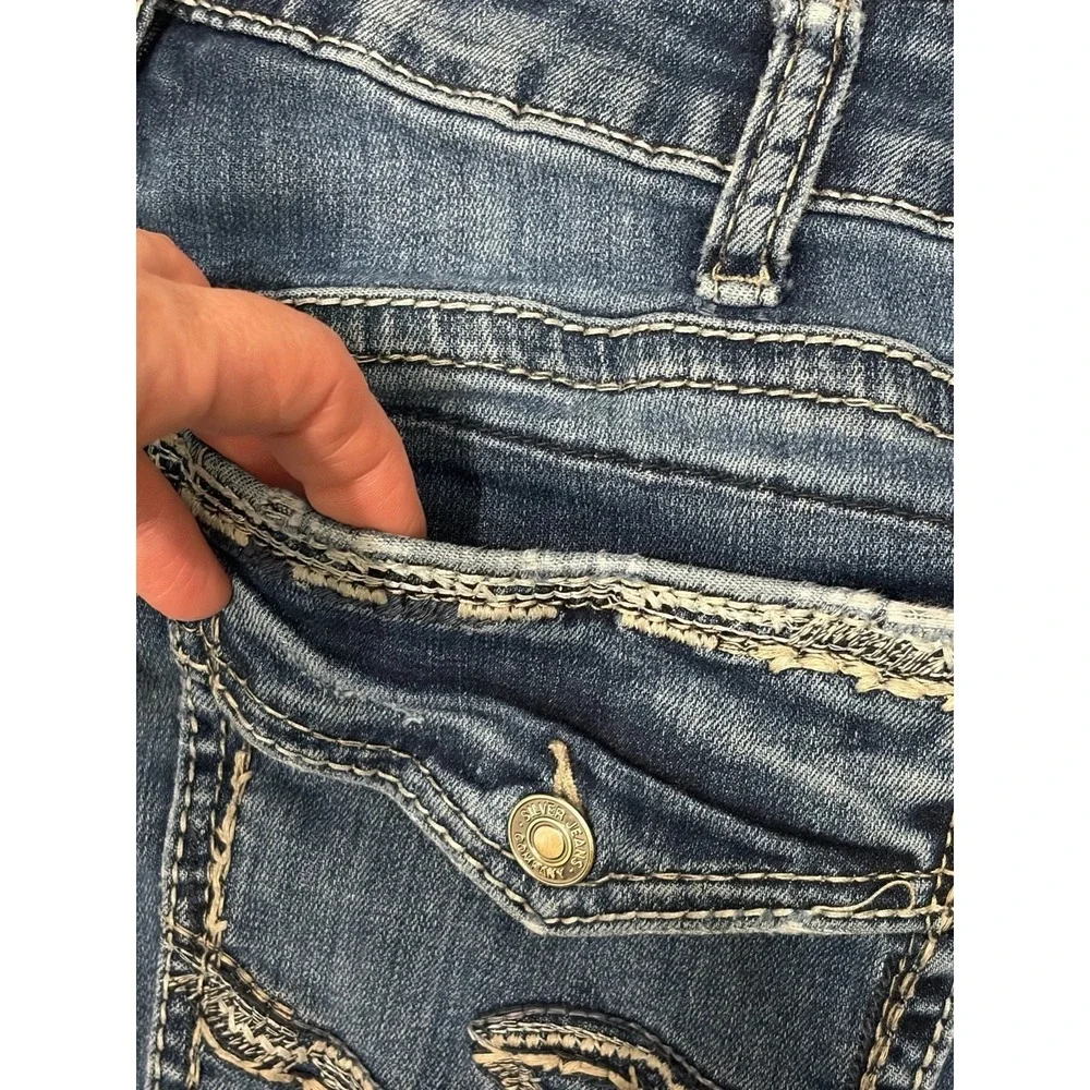Silver Y2K Jeans Women's 33W Else Slim Bootcut Mid Rise Medium Wash Flap Pocket